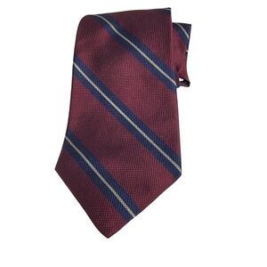 Vintage GAP Mens Regimental Stripe Repp Silk Tie Made in USA Burgundy Navy